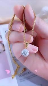 Kalung titanium bola mata putih CXA07121917