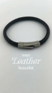 Daniel Klein Men Black Leather Bracelet DKJ.12.10001