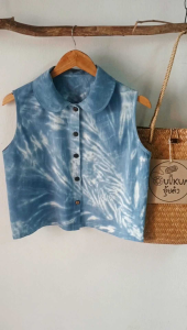 มัดย้อมเสื้อแขนกุดปกบัว