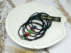 Gelang tangan pria wanita tali hitam batu alam