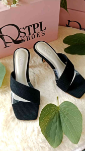 รองเท้าmaxi พลาสติกไขว้ผ้าลูกฟูกส้นสูง 2 นิ้ว