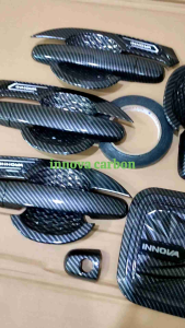 Paket outer handle tank cover carbon mobil innova lama 2004-2015 tulisan putih