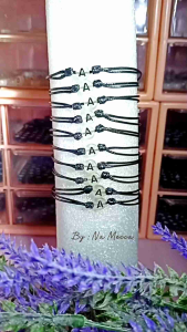 Gelang Inisial Nama Glow In The Dark Huruf Nyala Dalam Gelap / Gelang Couple Persahabatan Tali Hitam Korea Waterproof By Na Mecca Collection