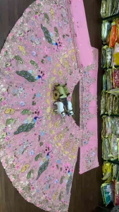 [PRE-ORDER] Semistitched Peacock Design Embroidered Lengha ( Delivery 15 days )