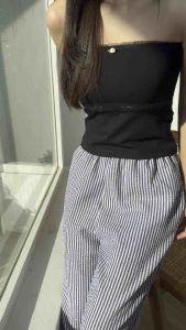 Rosielace | Glimmer pants กางเกงขายาวลายทางติดเพชร