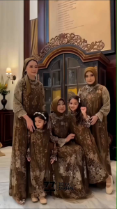 Couple Gamis Lebaran - Couple Gamis - Couple Kemeja - Baju Couple Lebaran - Family Set - Sarimbit Lebaran - Gamis Coklat - Dress Coklat