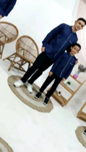 ALWAASI Koko biru NAVY couple dewasa ayah dan anak laki laki lengan panjang pendek (satuan terpisah)
