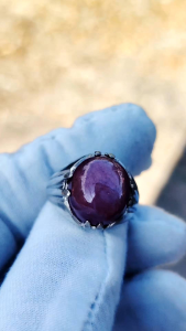 Natural Ruby Star jelas Africa 21.95 carat silver kuku kambing ring