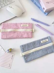 SG Korean Style Gentle Aesthetic Star Pencil Case for Girls Large Capacity Simple Stationery Pouch for Students Teenagers