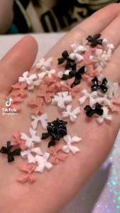 Cham nơ bột đen trắng mix đủ mẫu siêu HOT