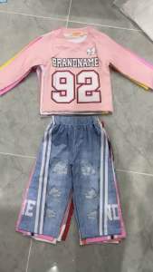 9-18kg bộ tay dài quần dài ống suông rộng bé gái thun lạnh mềm mịn bền đẹp 090