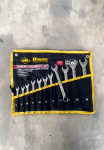Kunci Bengkel Ring Pas Set 11 Pcs 8-24mm Bison Diamond Chrome Vanadium