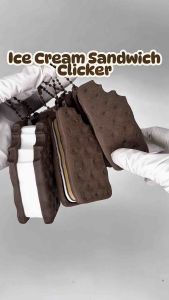 CLICK-ET! Ice cream Sandwich Clicker Keychain by Slycelab 3DPrinted Cute Fidget Toy for Chocolate