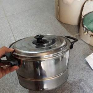 PANCI KUKUSAN MASAK NASI STAINLES UK 20.22.24cm FREE CAPIT ENTONG NASI (COD)