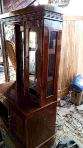 meja rias minimalis jati plus lampu /grosir jaya furniture