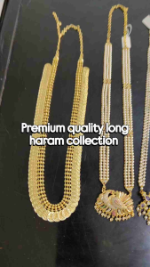 Gold Plated Long Haram Indian Jewellery Set with earrings.