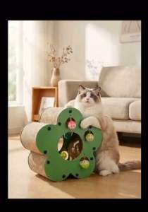 4-in-1 Flower Shaped Cat Scratcher Closed Wear-Resistant Cat Nest Multifunctional Interactive Play Structure Durable Soft Comfort Rest Lounge Bed Scratching Grinding Claw Furniture for Indoor Kittens Adult Cats and Multi-Cat Households