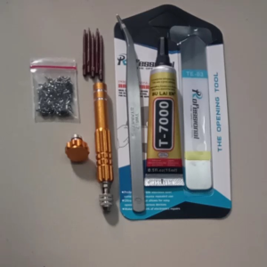 Obeng set 5 mata lem lcd 15ml isi hitam pinset bengkok besi pencongkel lcd dan baut hp universal