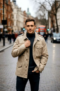 แจ็คเก็ตฟิล ยี่ห้อ Alpha สีกากี usแท้ ของใหม่ เสื้อกันหนาว