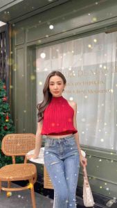 Jenlip Sugar Top🍭 (Basic) เสื้อแขนกุดคอปีน ผูกเป็นโบว์ด้านหลัง เอวจั้ม น่ารัก ใส่สบาย หวานฉ่ำ