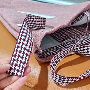 FABRIC RIBBON HOUNDSTOOTH VINTAGE DECORATION BOUQUET