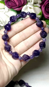 Uraguay Purple Amethyst High Grade Diamond cut Bracelet 11mm +- 天然乌拉圭紫水晶钻石切面手串 11mm+-