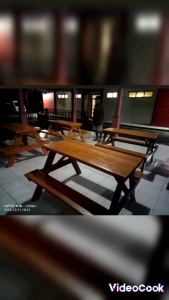 Meja Minimalis Caffe Dan Meja Minimalis Pinggir Kolam Renang dengan 4 Kursi (1 Set)