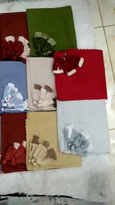 Hijab Segiempat R139 Voal Polos Tasel