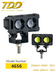TDD 4656 DOUBLE EYE LED LAMP 40WATTS MINI DRIVING LIGHT HEADLIGHT HIGH/LOW IP67 WATERPROOF & DUSTPROOF DUAL COLOR [WHITE*YELLOW]