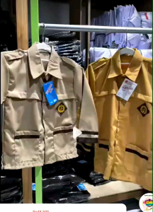Seragam Sekolah - Baju Pramuka Siaga Pendek / Panjang SD Coklat Susu dan Kuning Kombinasi