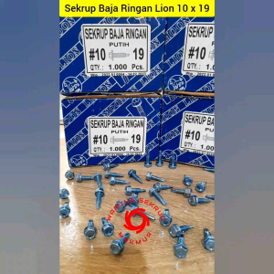 (100 pcs) Skrup / Sekrup Baja Ringan LION 10 x 19