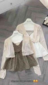 Áo Nữ Cardigan Khoác Ngoài Phối Áo 2 Lớp Vintage – Áo Kiểu Nữ Dáng Rộng Hàn Quốc