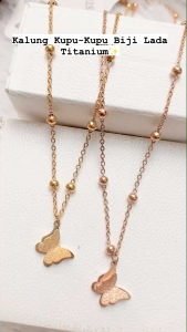 RinaXp- Kalung Kupu-kupu Butterfly Rantai Jedar Titanium Anti Karat
