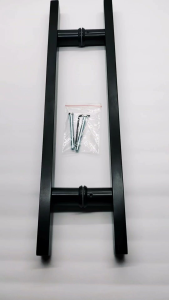 Terbaru Handle 60 Cm & Baut Tembus Kotak Hitam Dop Pegangan Pintu Kaca Alumunium Anti Karat