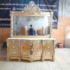 MEJA RIAS BUNGA KAYU JATI FINISHING MEWAH TOLET CERMIN UKIR DEKORASI RUANG INTERIOR MURAH TATANING FURNITURES JEPARA