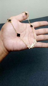 kalung clover kustom nama lapis emas