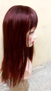 Wig Cosplay Pirang Segi Lurus Coklat Kemerahan Poni Sebahu Merk Anna Korea