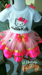 Set Rok Tutu Anak Perempuan Karakter Hellokitty Premium Viral Kekinian 1-10 Tahun
