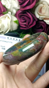 (Certificate) Ocean Jasper Jade Agate stone bangle 59mm (附证书)海洋碧玉玛瑙意境油画风水头超好又润手镯 59mm