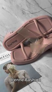 Sandal Heels Wanita Karet Import Tinggi 7cm Tali Lingkar Depan Lebar Empuk Elastis Anti slip 1261-3