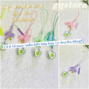 Dây Đeo Điện Thoại Móc Khoá Hoa Cỏ 4 Lá Dễ Thương Với 5 Màu Thời Trang nữ hoàng nước mắt