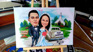 Personalized Caricature in many sizes Vinyl Sticker Laminated Waterproof weatherproof scratchproof with Sintra board