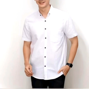Kemeja Pendek Pria Marun Bahan Katun Poplin Best Seler