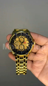 MAILA Jam Tangan Pria Stainless Tali Rantai Analog Warna Emas Mewah