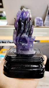 Natural Finest Amethyst Fox Fairy Carving Ornament AFF05