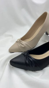 D904/D622 รองเท้าคัทชู PENNE หัวแหลม ส้นสูง 1.5 นิ้ว ไซส์ 36-40 แต่งคาดโบว์ รองเท้าทำงาน ทรงสวย (พร้อมส่ง มีปลายทาง)