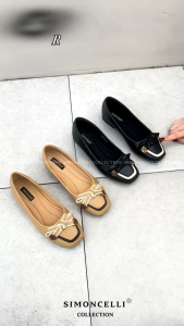 Simoncelli Sepatu Big Size 41-44 Normal Size 36-40 Flatshoes Wanita Kulit Sepatu Flat Kerja Kondangan Kuliah Elegant Import B6091-212