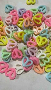 80 pcs heart beads size 15 mm mix pastel colors for diy jewelry beading crafts