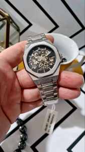 FORSINING 8198 JAM TANGAN PRIA BERKUALITAS WARNA SILVER MEKANIK AUTOMATIS TANPA BATERAI FREE BOX