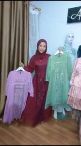 Gamis Set Hijab Amena Couple Mom and Kids